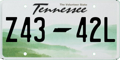TN license plate Z4342L