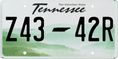 TN license plate Z4342R