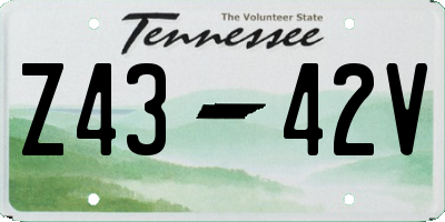 TN license plate Z4342V