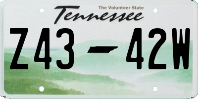 TN license plate Z4342W