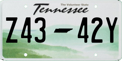 TN license plate Z4342Y