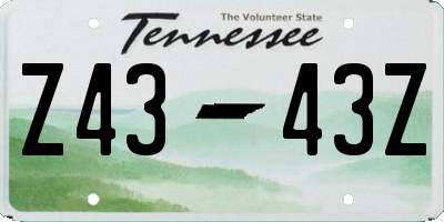 TN license plate Z4343Z