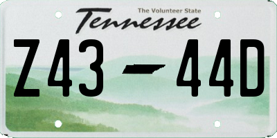 TN license plate Z4344D