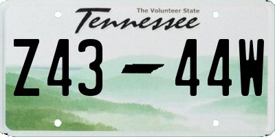TN license plate Z4344W
