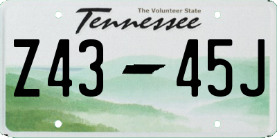 TN license plate Z4345J