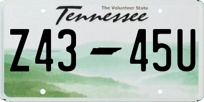 TN license plate Z4345U