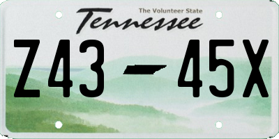 TN license plate Z4345X