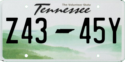 TN license plate Z4345Y