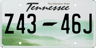 TN license plate Z4346J