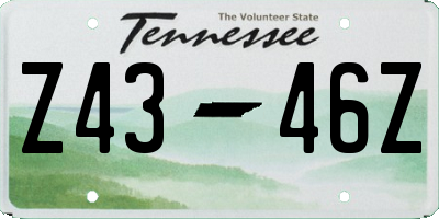 TN license plate Z4346Z