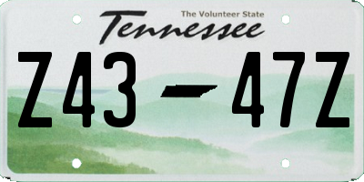 TN license plate Z4347Z
