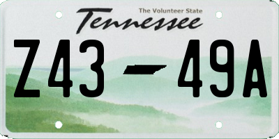 TN license plate Z4349A