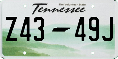 TN license plate Z4349J