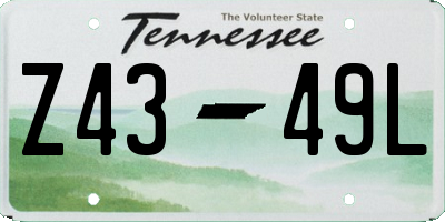 TN license plate Z4349L