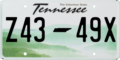 TN license plate Z4349X