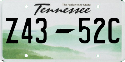 TN license plate Z4352C