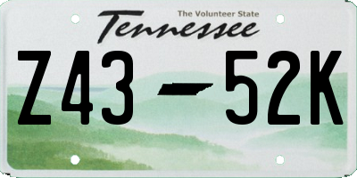 TN license plate Z4352K