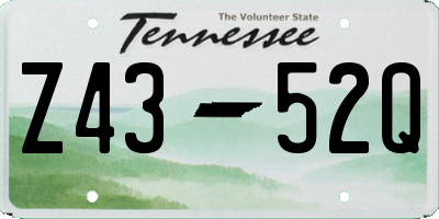 TN license plate Z4352Q