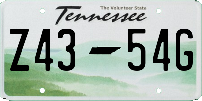 TN license plate Z4354G