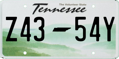 TN license plate Z4354Y