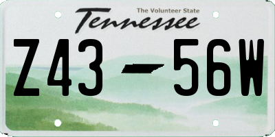 TN license plate Z4356W