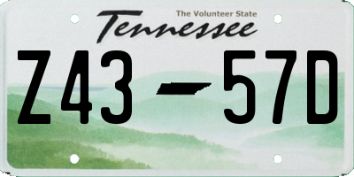 TN license plate Z4357D