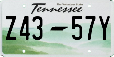 TN license plate Z4357Y