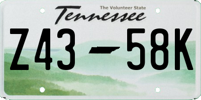 TN license plate Z4358K