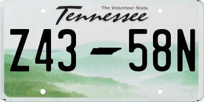 TN license plate Z4358N