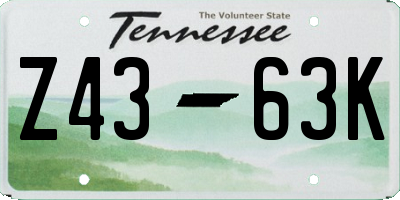 TN license plate Z4363K