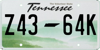 TN license plate Z4364K