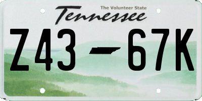 TN license plate Z4367K