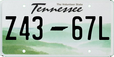 TN license plate Z4367L