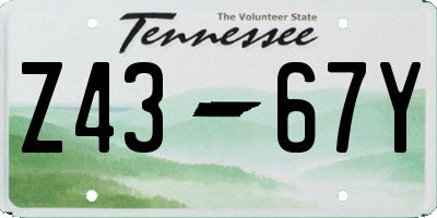 TN license plate Z4367Y