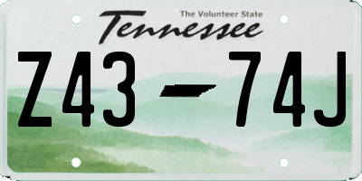 TN license plate Z4374J