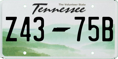 TN license plate Z4375B