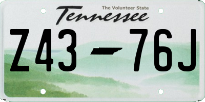 TN license plate Z4376J
