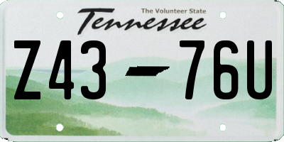 TN license plate Z4376U