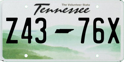 TN license plate Z4376X