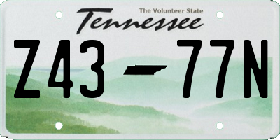 TN license plate Z4377N