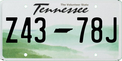 TN license plate Z4378J