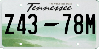 TN license plate Z4378M