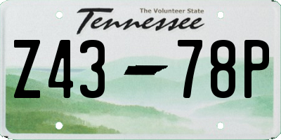 TN license plate Z4378P