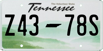 TN license plate Z4378S