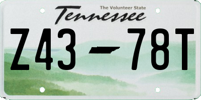 TN license plate Z4378T