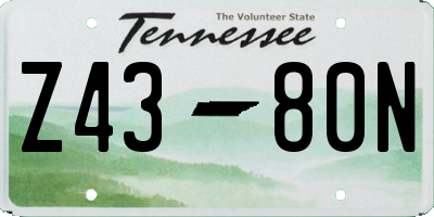 TN license plate Z4380N