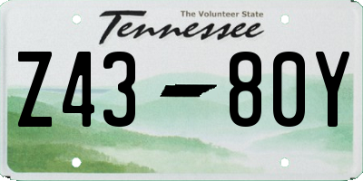 TN license plate Z4380Y