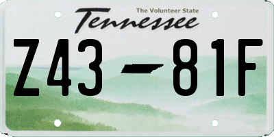 TN license plate Z4381F