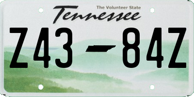 TN license plate Z4384Z