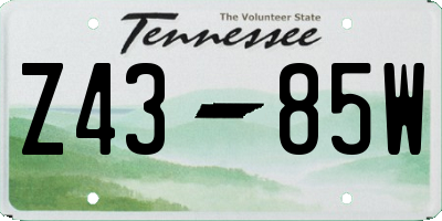 TN license plate Z4385W